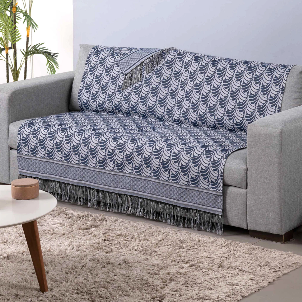 Manta para Sofá Jacquard com Franja — Luxor