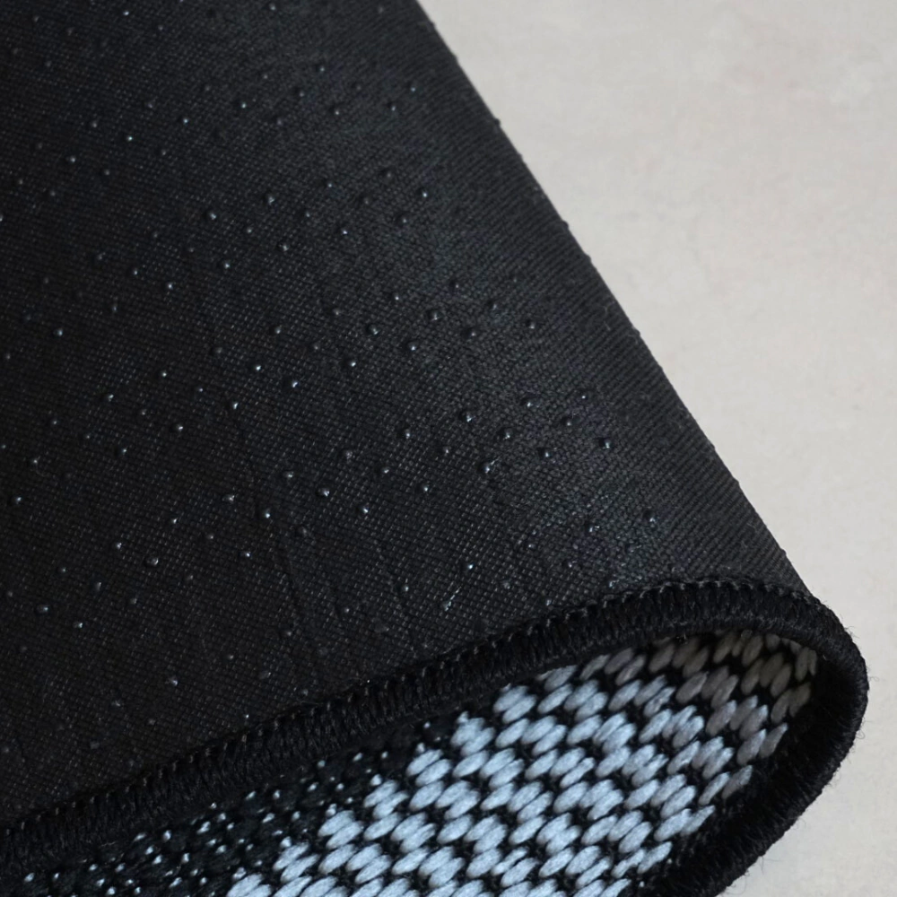 Tapete Passadeira Antiderrapante Sisal – Preto e Cinza Listrado