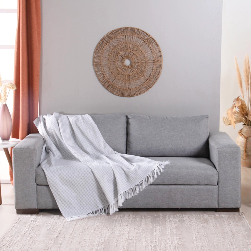 Manta para Sofá Jacquard com Franja — Grid