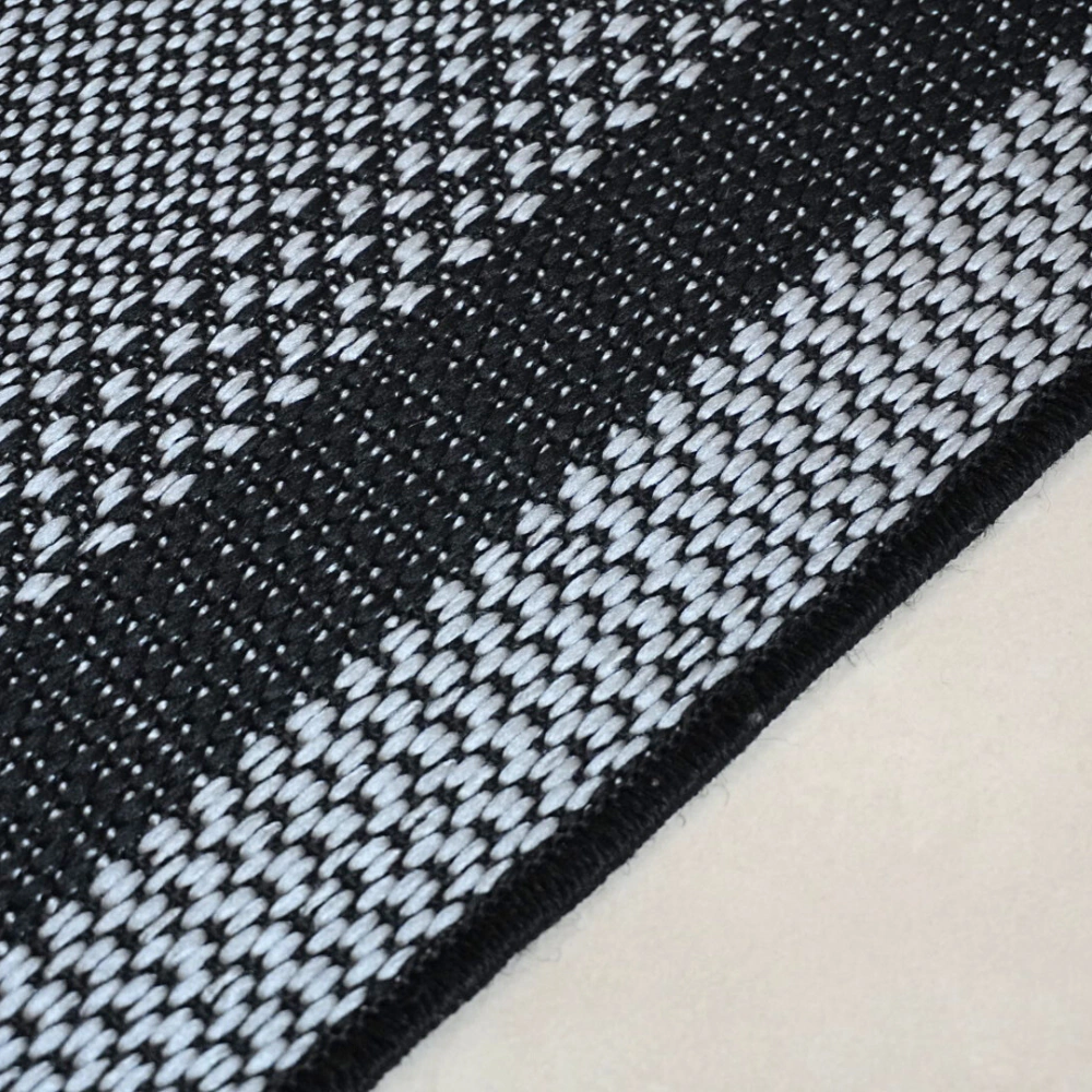 Tapete Passadeira Antiderrapante Sisal – Preto e Cinza Listrado